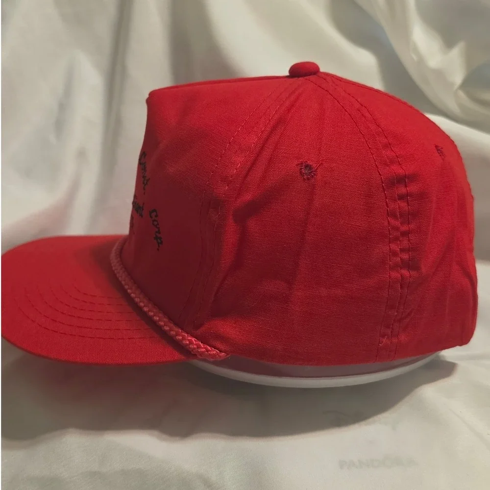 Vintage AJD Headwear Red Snapback Hat Williams Marine Norfolk VA‎ Rope Cap Mens